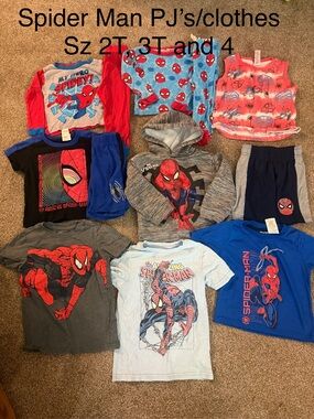 Kids Spider-Man lovers Tee, Pajama Sets etc - sz 2T, 3T and 4